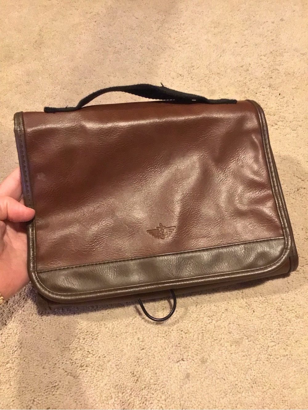 Vintage Dockers Brown Leather Toiletries Bag - Classic Two-Tone Design